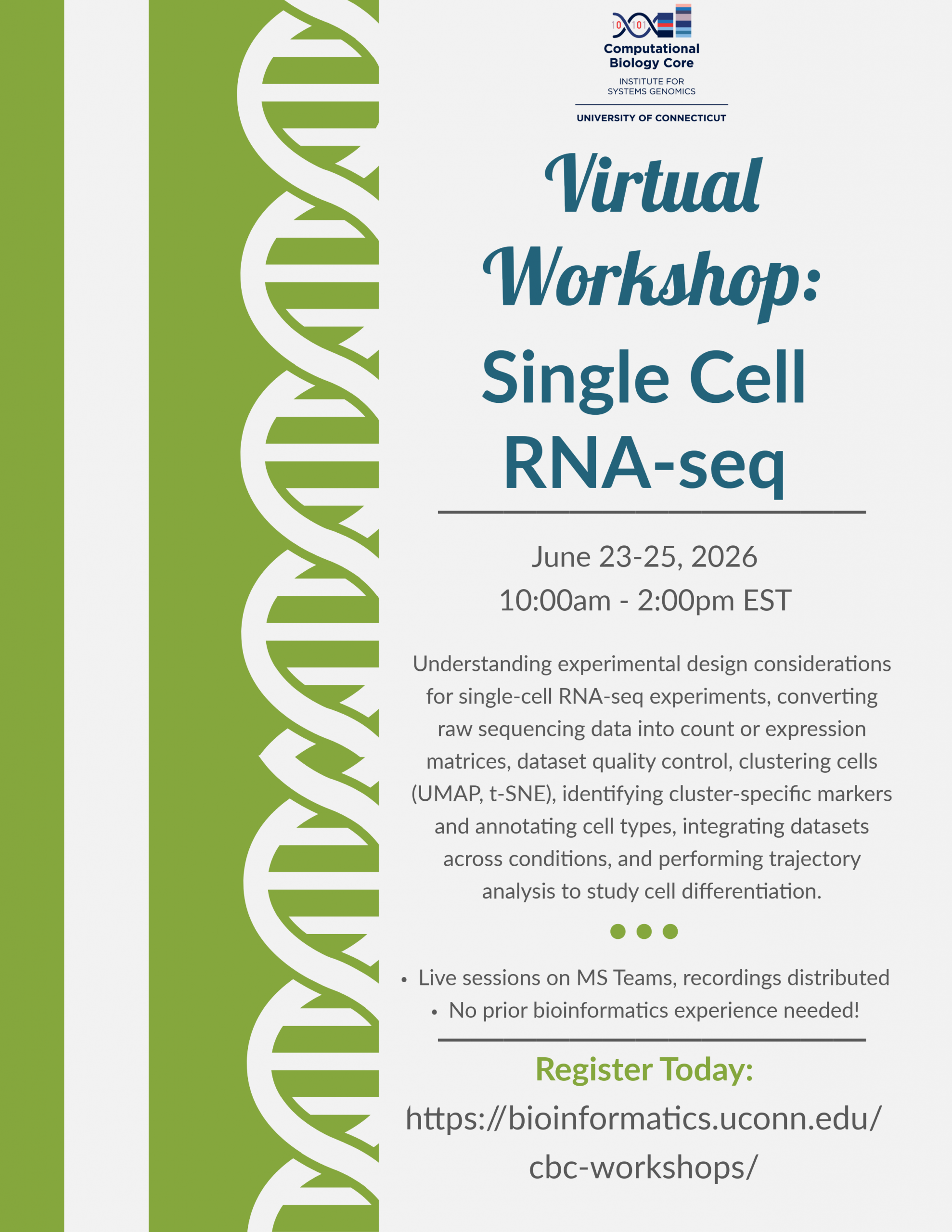 Register Now: Virtual Single Cell RNA-seq Workshop | Computational ...